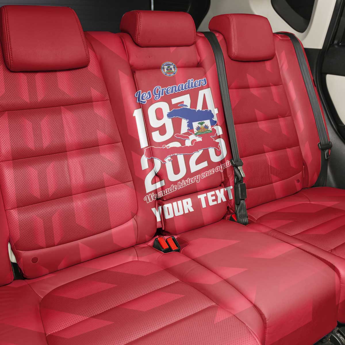 Personalized Haiti Football Back Car Seat Cover Les Grenadiers Made History Once Again Red Color - Wonder Print Shop