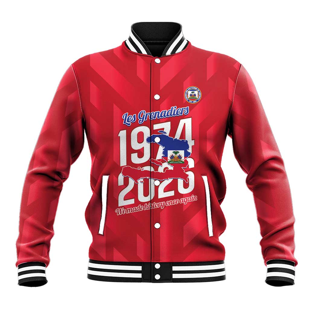 Personalized Haiti Football Baseball Jacket Les Grenadiers Made History Once Again Red Color - Wonder Print Shop