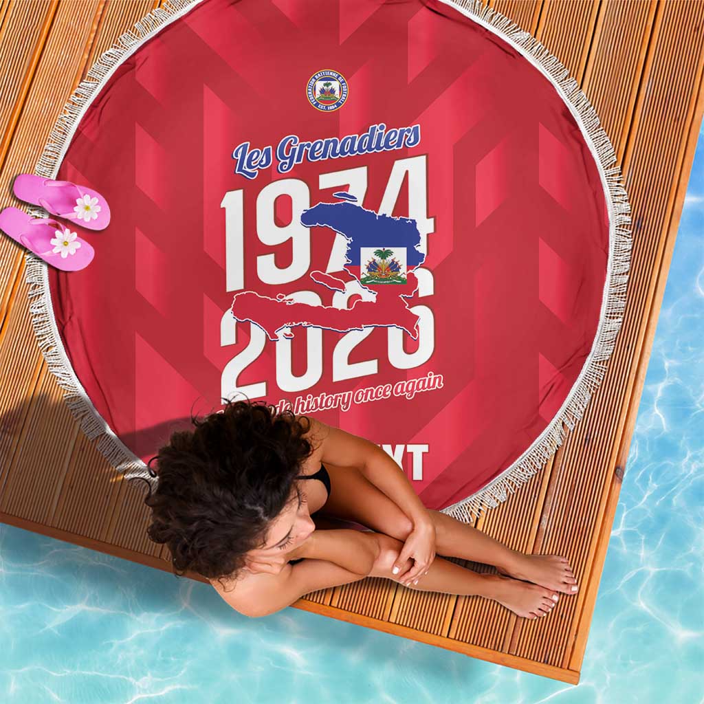 Personalized Haiti Football Beach Blanket Les Grenadiers Made History Once Again Red Color - Wonder Print Shop