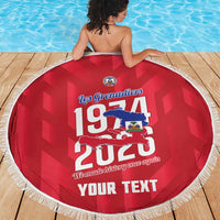 Personalized Haiti Football Beach Blanket Les Grenadiers Made History Once Again Red Color - Wonder Print Shop