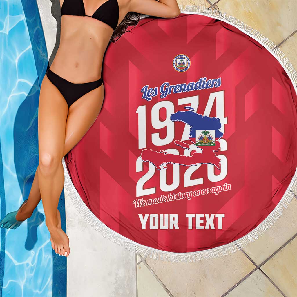 Personalized Haiti Football Beach Blanket Les Grenadiers Made History Once Again Red Color - Wonder Print Shop