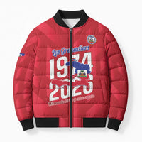 Personalized Haiti Football Bomber Puffer Jacket Les Grenadiers Made History Once Again Red Color - Wonder Print Shop