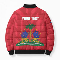 Personalized Haiti Football Bomber Puffer Jacket Les Grenadiers Made History Once Again Red Color - Wonder Print Shop