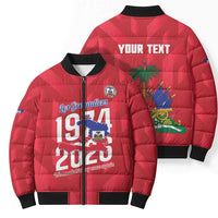 Personalized Haiti Football Bomber Puffer Jacket Les Grenadiers Made History Once Again Red Color - Wonder Print Shop