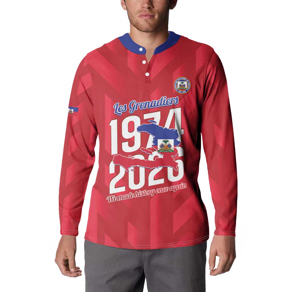 Personalized Haiti Football Button Sweatshirt Les Grenadiers Made History Once Again Red Color - Wonder Print Shop