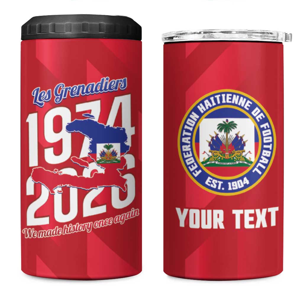 Personalized Haiti Football 4 in 1 Can Cooler Tumbler Les Grenadiers Made History Once Again Red Color - Wonder Print Shop
