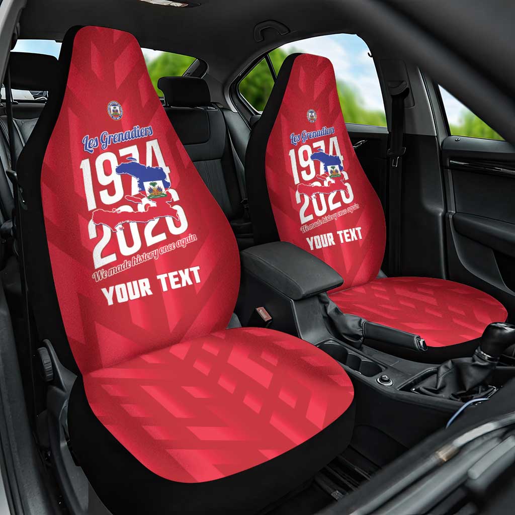 Personalized Haiti Football Car Seat Cover Les Grenadiers Made History Once Again Red Color - Wonder Print Shop