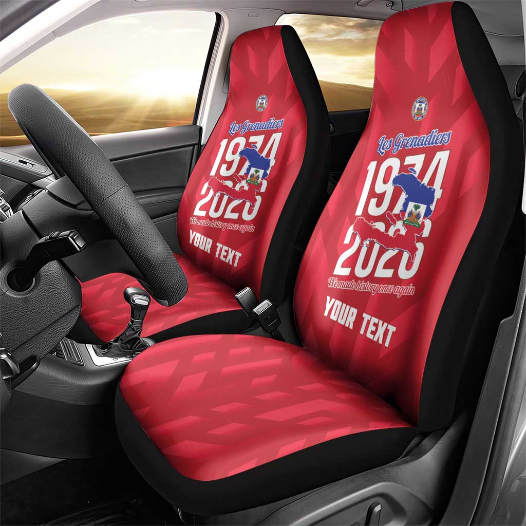 Personalized Haiti Football Car Seat Cover Les Grenadiers Made History Once Again Red Color - Wonder Print Shop