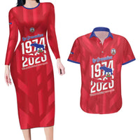 Personalized Haiti Football Couples Matching Long Sleeve Bodycon Dress and Hawaiian Shirt Les Grenadiers Made History Once Again Red Color - Wonder Print Shop