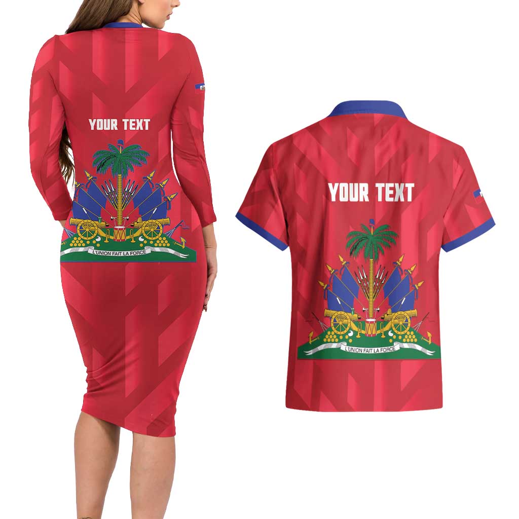 Personalized Haiti Football Couples Matching Long Sleeve Bodycon Dress and Hawaiian Shirt Les Grenadiers Made History Once Again Red Color - Wonder Print Shop