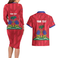 Personalized Haiti Football Couples Matching Long Sleeve Bodycon Dress and Hawaiian Shirt Les Grenadiers Made History Once Again Red Color - Wonder Print Shop