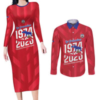 Personalized Haiti Football Couples Matching Long Sleeve Bodycon Dress and Long Sleeve Button Shirt Les Grenadiers Made History Once Again Red Color - Wonder Print Shop
