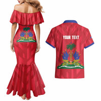 Personalized Haiti Football Couples Matching Mermaid Dress and Hawaiian Shirt Les Grenadiers Made History Once Again Red Color - Wonder Print Shop