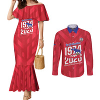 Personalized Haiti Football Couples Matching Mermaid Dress and Long Sleeve Button Shirt Les Grenadiers Made History Once Again Red Color - Wonder Print Shop