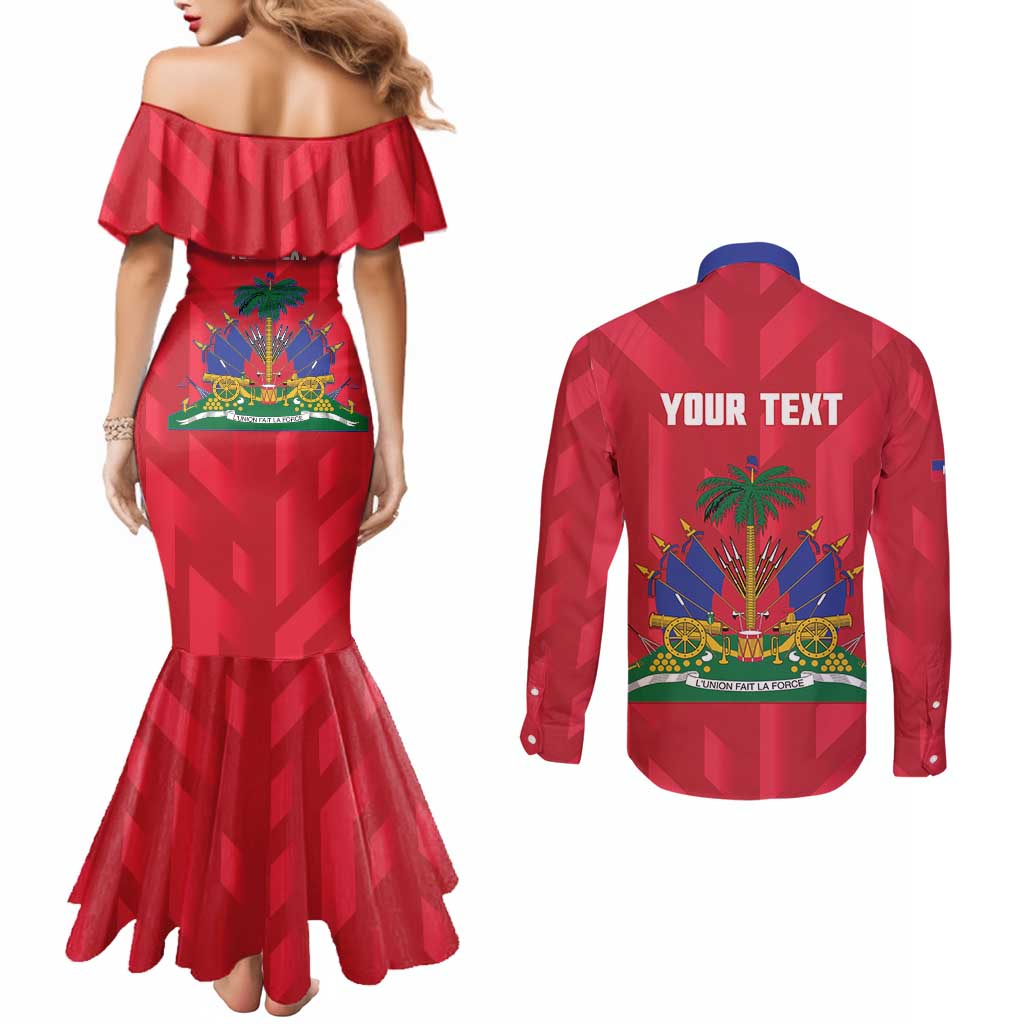 Personalized Haiti Football Couples Matching Mermaid Dress and Long Sleeve Button Shirt Les Grenadiers Made History Once Again Red Color - Wonder Print Shop