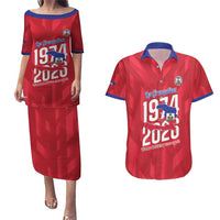 Personalized Haiti Football Couples Matching Puletasi and Hawaiian Shirt Les Grenadiers Made History Once Again Red Color - Wonder Print Shop