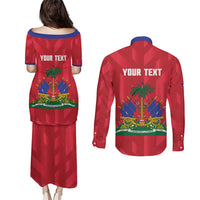 Personalized Haiti Football Couples Matching Puletasi and Long Sleeve Button Shirt Les Grenadiers Made History Once Again Red Color - Wonder Print Shop