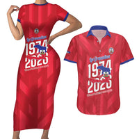 Personalized Haiti Football Couples Matching Short Sleeve Bodycon Dress and Hawaiian Shirt Les Grenadiers Made History Once Again Red Color - Wonder Print Shop