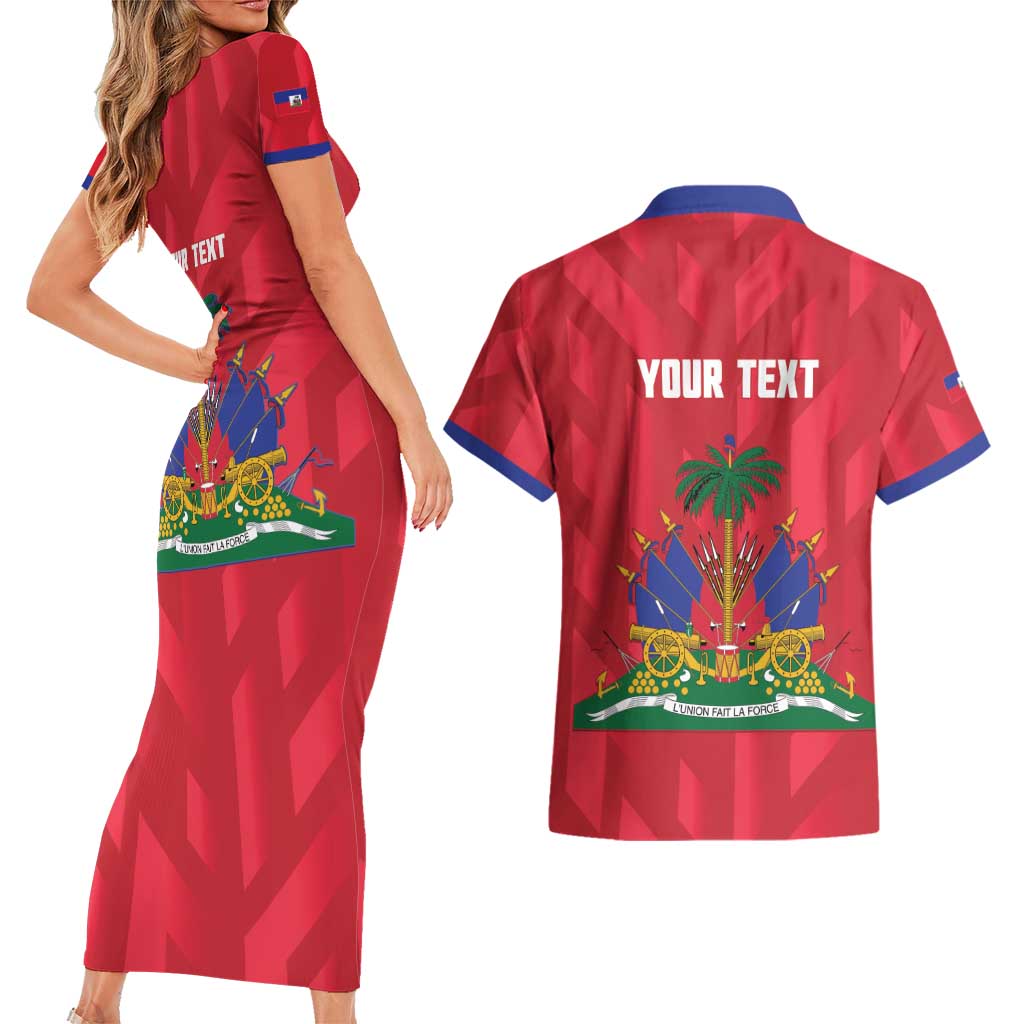 Personalized Haiti Football Couples Matching Short Sleeve Bodycon Dress and Hawaiian Shirt Les Grenadiers Made History Once Again Red Color - Wonder Print Shop