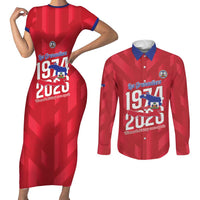Personalized Haiti Football Couples Matching Short Sleeve Bodycon Dress and Long Sleeve Button Shirt Les Grenadiers Made History Once Again Red Color - Wonder Print Shop