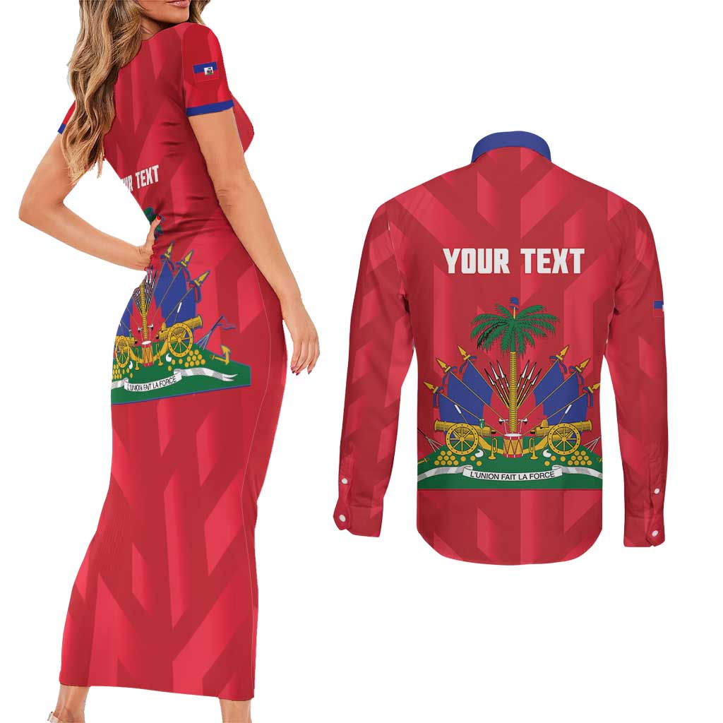 Personalized Haiti Football Couples Matching Short Sleeve Bodycon Dress and Long Sleeve Button Shirt Les Grenadiers Made History Once Again Red Color - Wonder Print Shop