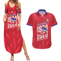 Personalized Haiti Football Couples Matching Summer Maxi Dress and Hawaiian Shirt Les Grenadiers Made History Once Again Red Color - Wonder Print Shop