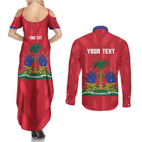 Personalized Haiti Football Couples Matching Summer Maxi Dress and Long Sleeve Button Shirt Les Grenadiers Made History Once Again Red Color - Wonder Print Shop