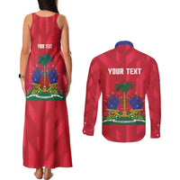 Personalized Haiti Football Couples Matching Tank Maxi Dress and Long Sleeve Button Shirt Les Grenadiers Made History Once Again Red Color - Wonder Print Shop