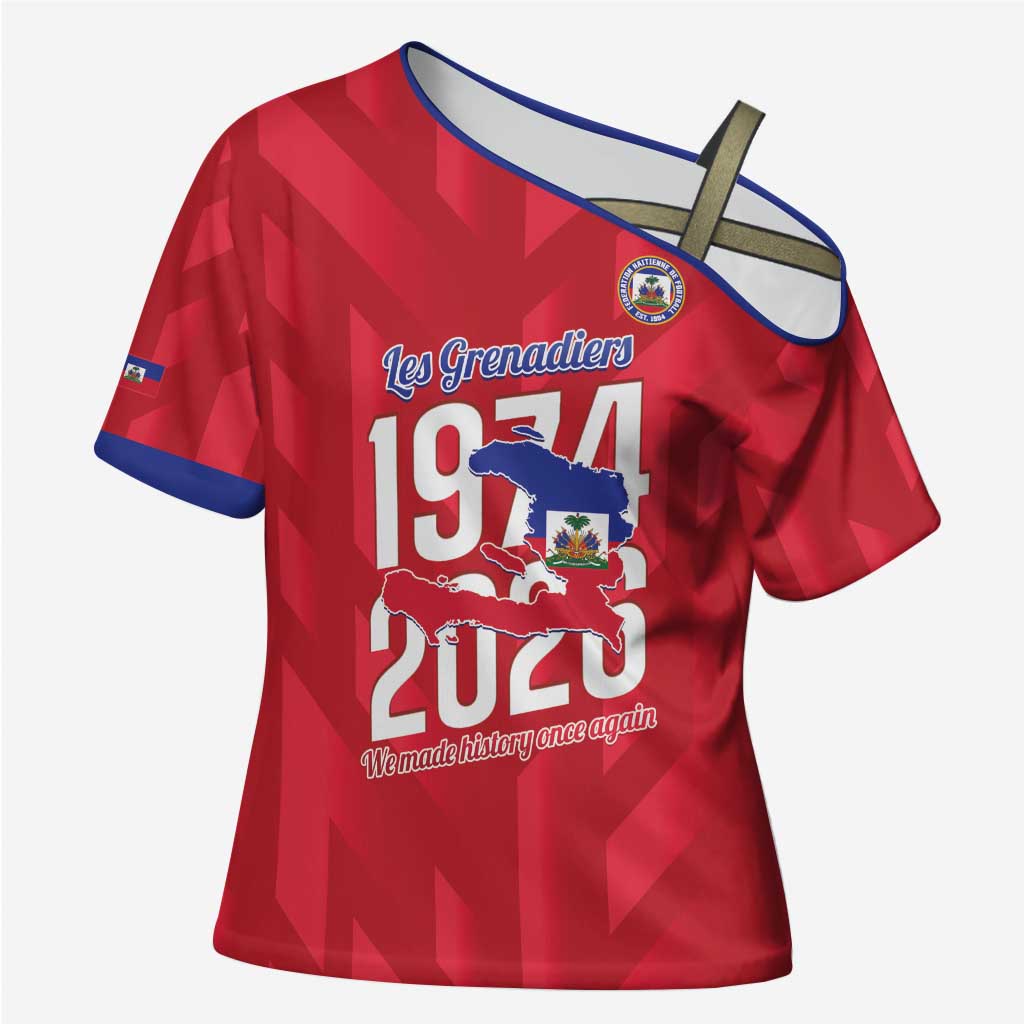 Personalized Haiti Football Cross Shoulder Shirt Les Grenadiers Made History Once Again Red Color - Wonder Print Shop