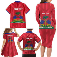 Personalized Haiti Football Family Matching Long Sleeve Bodycon Dress and Hawaiian Shirt Les Grenadiers Made History Once Again Red Color - Wonder Print Shop