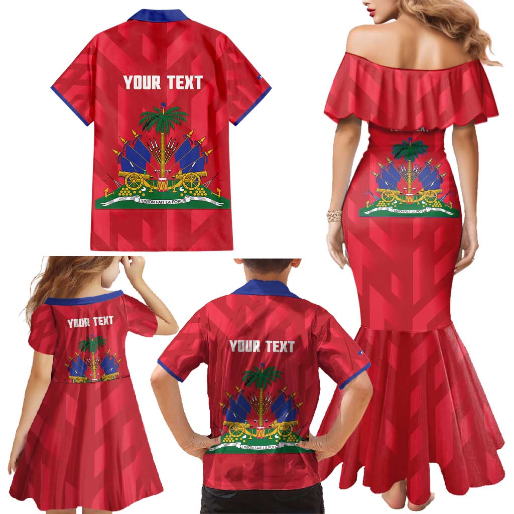Personalized Haiti Football Family Matching Mermaid Dress and Hawaiian Shirt Les Grenadiers Made History Once Again Red Color - Wonder Print Shop