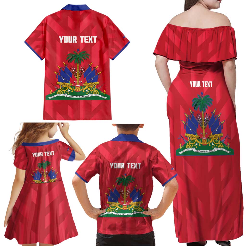 Personalized Haiti Football Family Matching Off Shoulder Maxi Dress and Hawaiian Shirt Les Grenadiers Made History Once Again Red Color - Wonder Print Shop