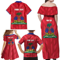 Personalized Haiti Football Family Matching Off Shoulder Maxi Dress and Hawaiian Shirt Les Grenadiers Made History Once Again Red Color - Wonder Print Shop