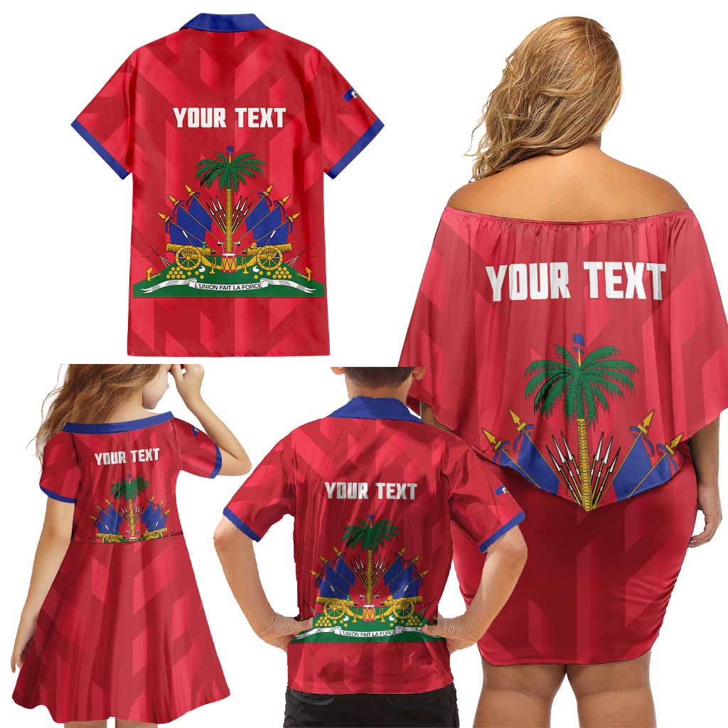 Personalized Haiti Football Family Matching Off Shoulder Short Dress and Hawaiian Shirt Les Grenadiers Made History Once Again Red Color - Wonder Print Shop