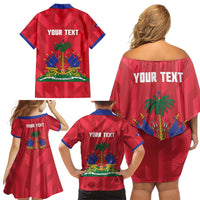 Personalized Haiti Football Family Matching Off Shoulder Short Dress and Hawaiian Shirt Les Grenadiers Made History Once Again Red Color - Wonder Print Shop