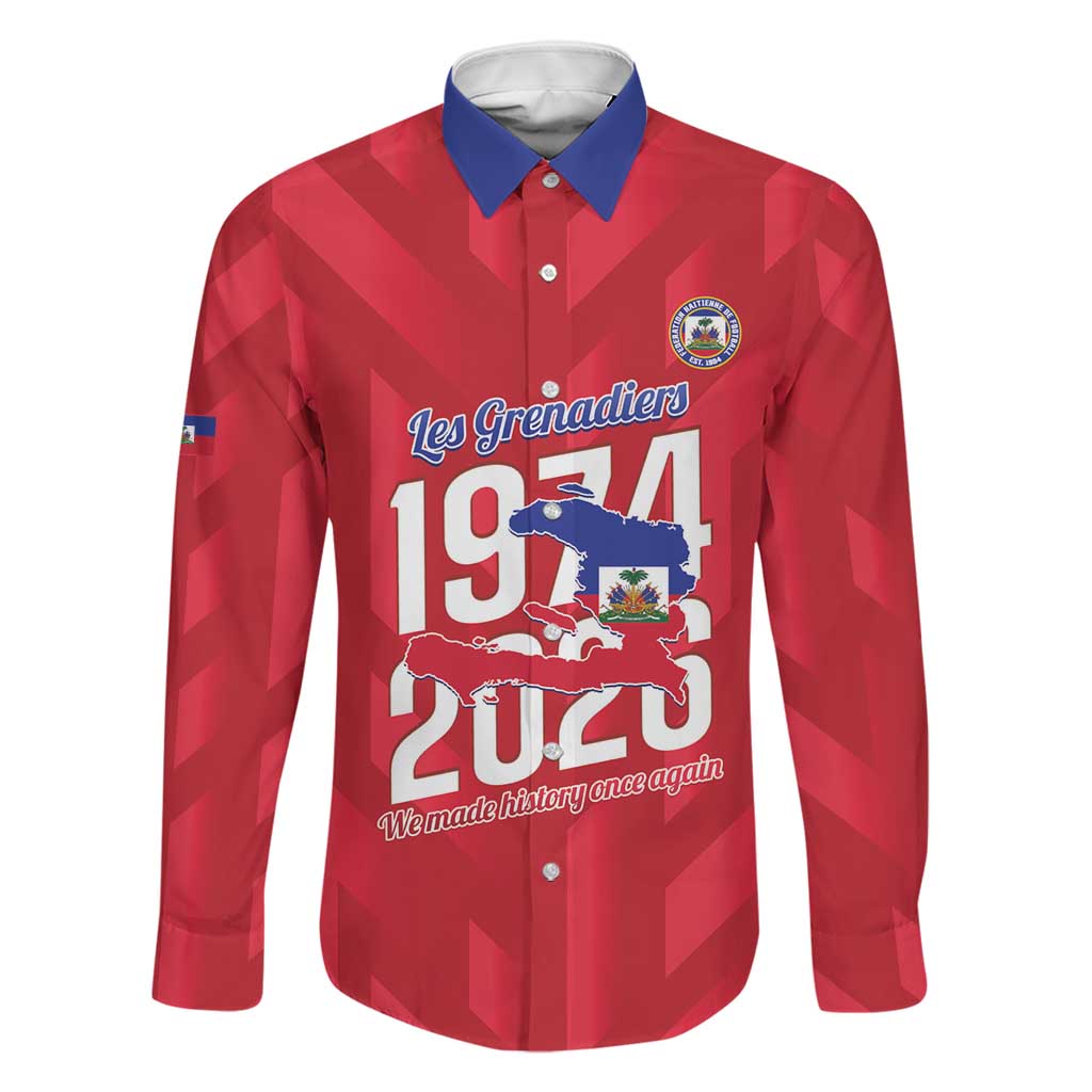 Personalized Haiti Football Family Matching Off Shoulder Short Dress and Hawaiian Shirt Les Grenadiers Made History Once Again Red Color - Wonder Print Shop