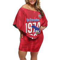 Personalized Haiti Football Family Matching Off Shoulder Short Dress and Hawaiian Shirt Les Grenadiers Made History Once Again Red Color - Wonder Print Shop
