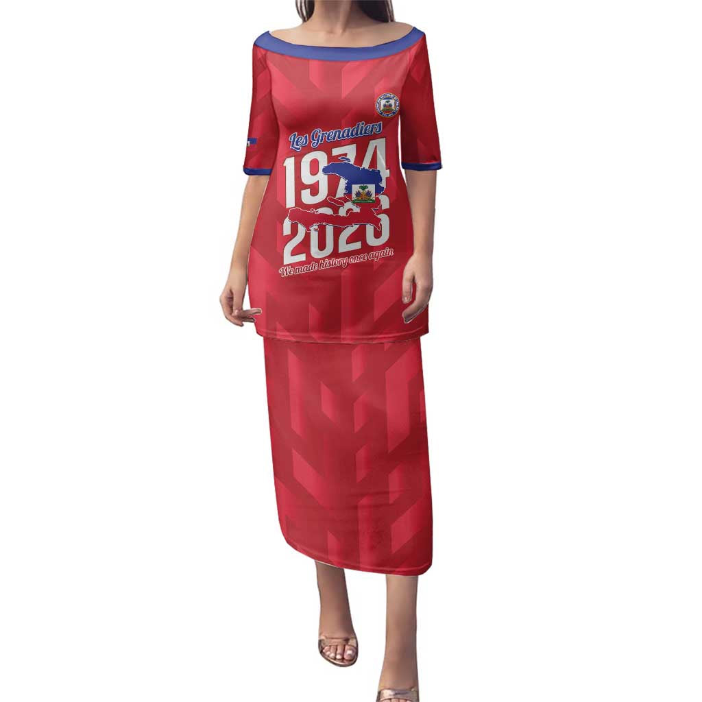 Personalized Haiti Football Family Matching Puletasi and Hawaiian Shirt Les Grenadiers Made History Once Again Red Color - Wonder Print Shop