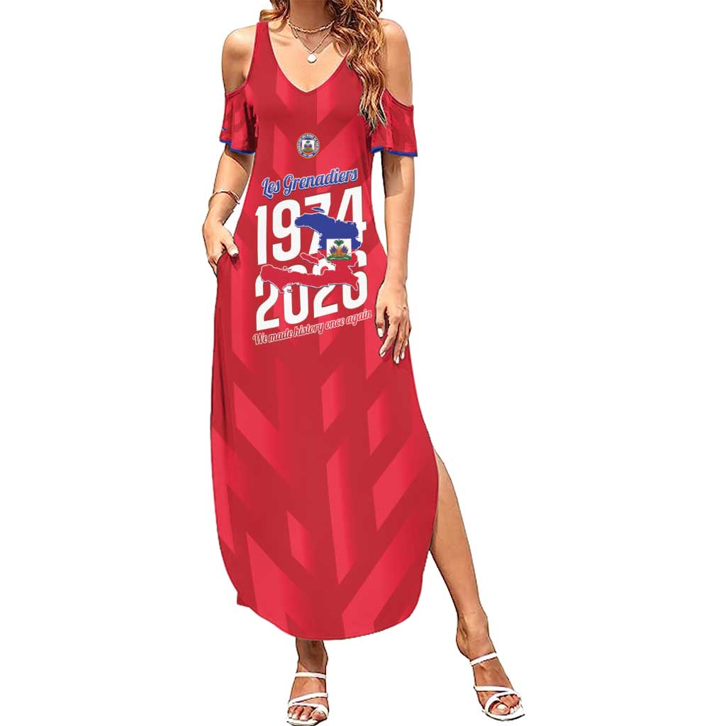 Personalized Haiti Football Family Matching Summer Maxi Dress and Hawaiian Shirt Les Grenadiers Made History Once Again Red Color - Wonder Print Shop