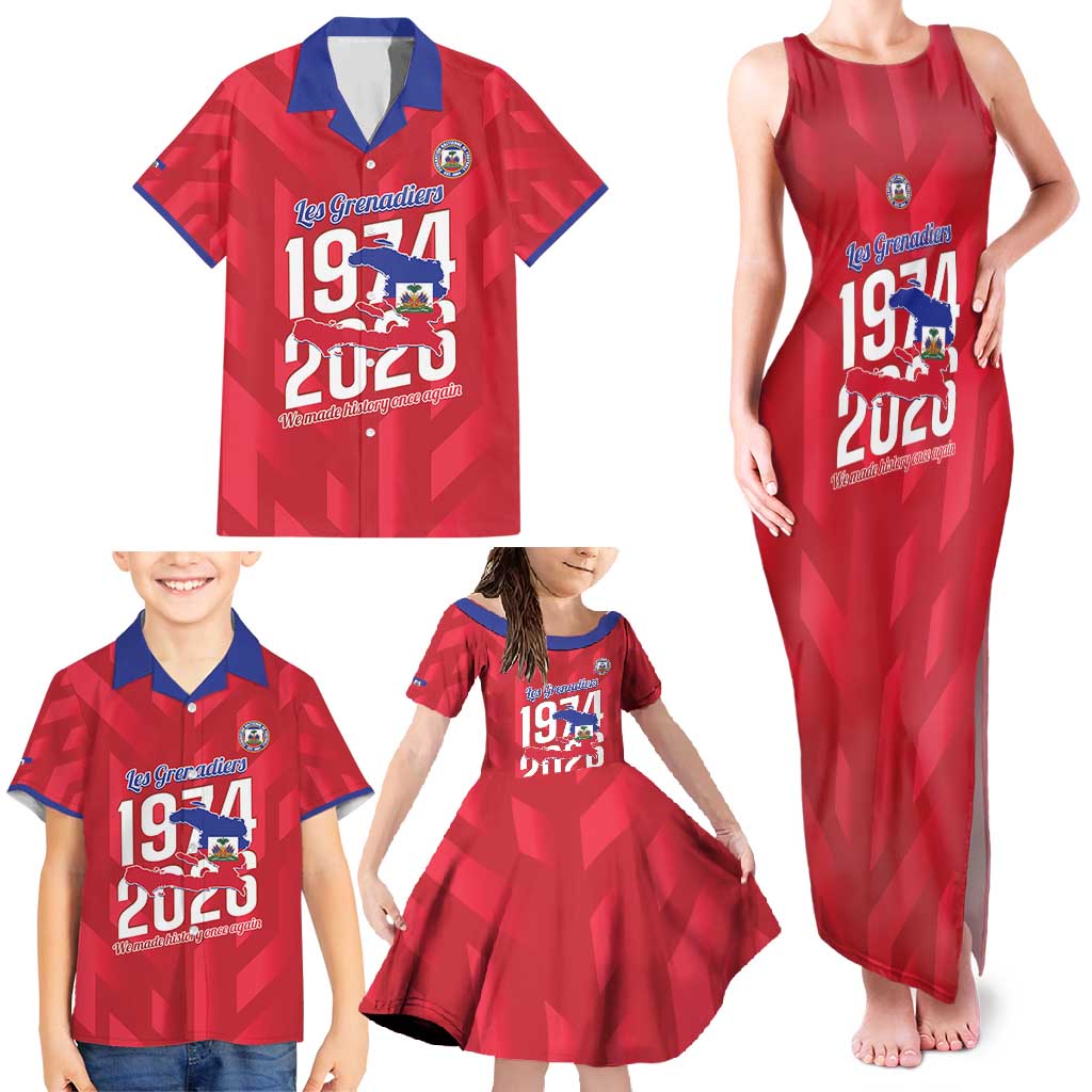 Personalized Haiti Football Family Matching Tank Maxi Dress and Hawaiian Shirt Les Grenadiers Made History Once Again Red Color - Wonder Print Shop