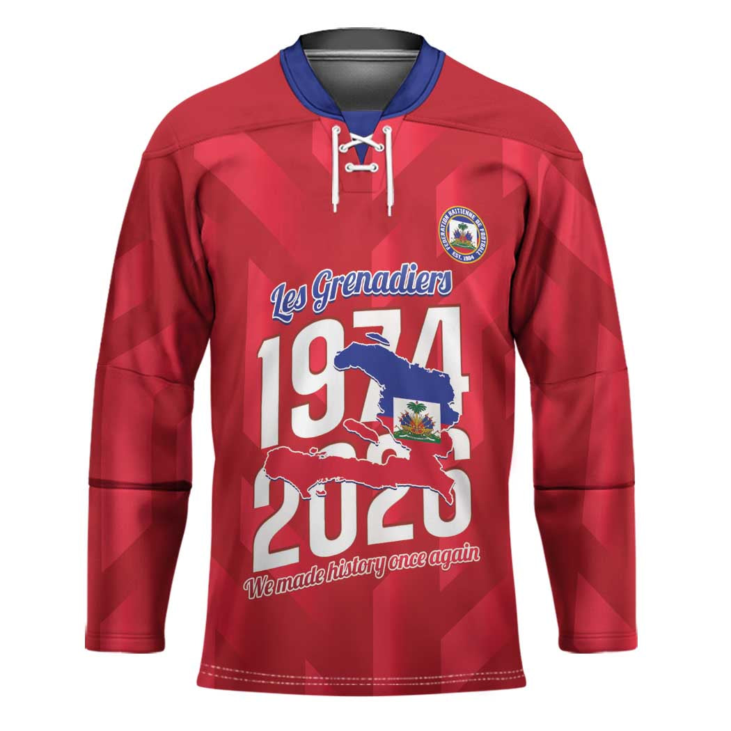 Personalized Haiti Football Hockey Jersey Les Grenadiers Made History Once Again Red Color - Wonder Print Shop