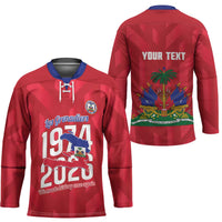 Personalized Haiti Football Hockey Jersey Les Grenadiers Made History Once Again Red Color - Wonder Print Shop