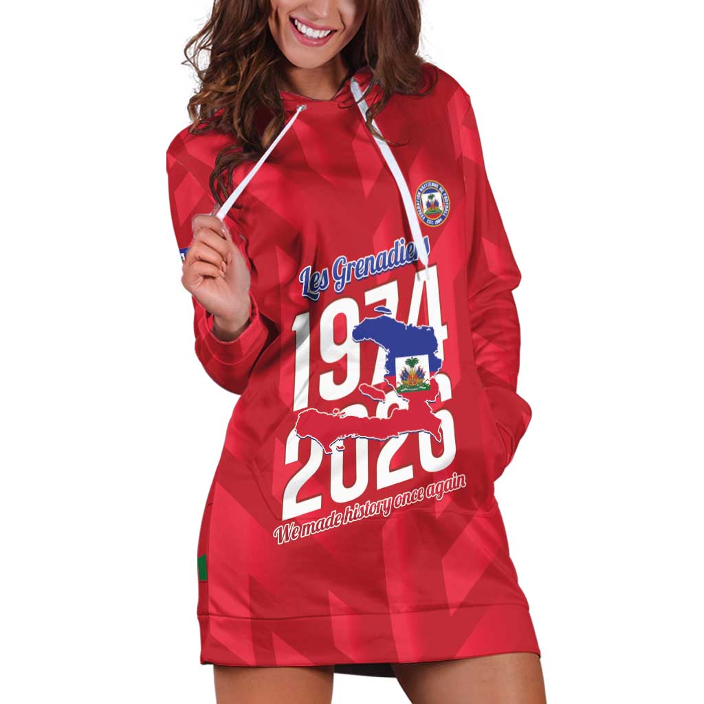 Personalized Haiti Football Hoodie Dress Les Grenadiers Made History Once Again Red Color - Wonder Print Shop
