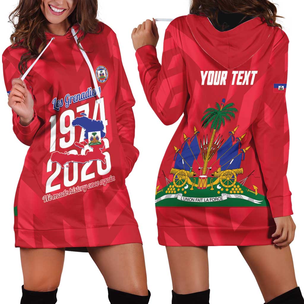 Personalized Haiti Football Hoodie Dress Les Grenadiers Made History Once Again Red Color - Wonder Print Shop