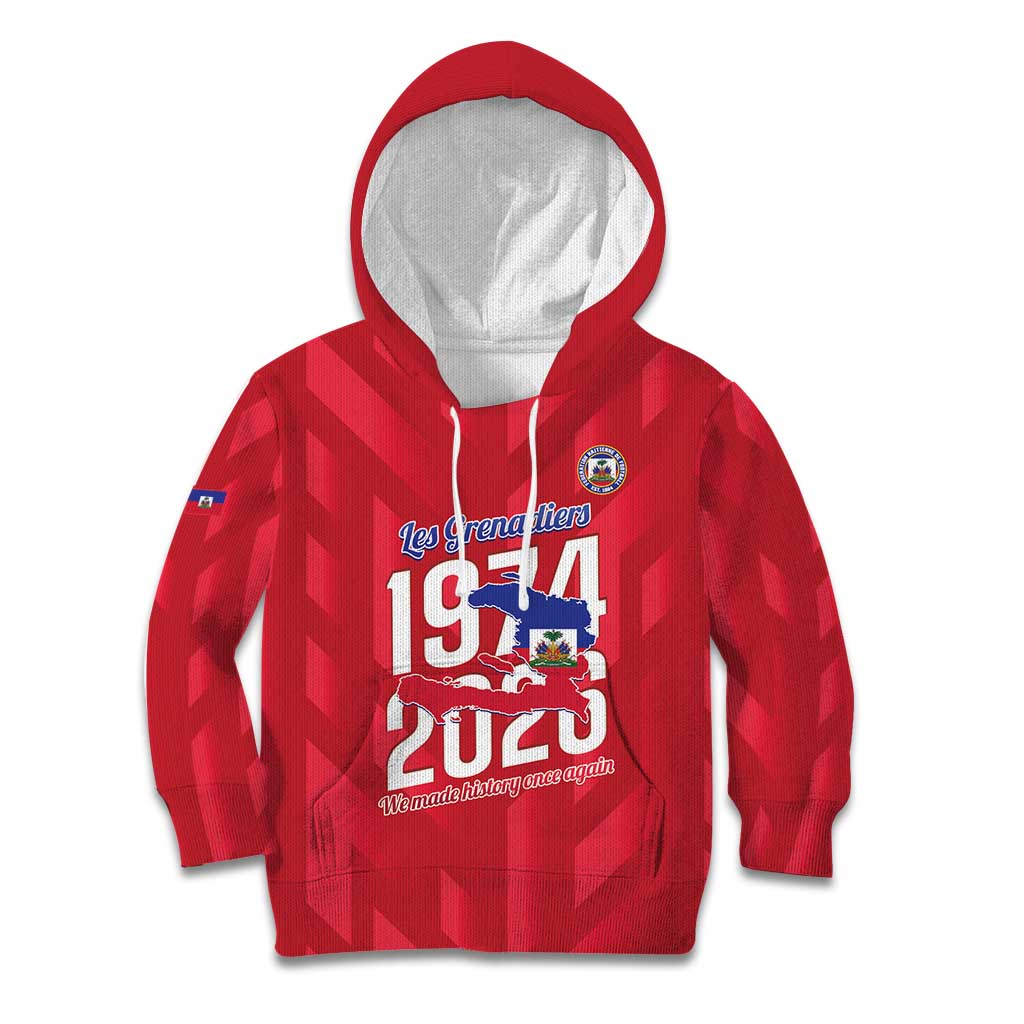 Personalized Haiti Football Kid Hoodie Les Grenadiers Made History Once Again Red Color - Wonder Print Shop