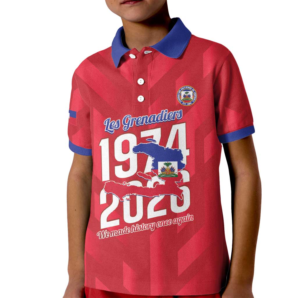 Personalized Haiti Football Kid Polo Shirt Les Grenadiers Made History Once Again Red Color - Wonder Print Shop