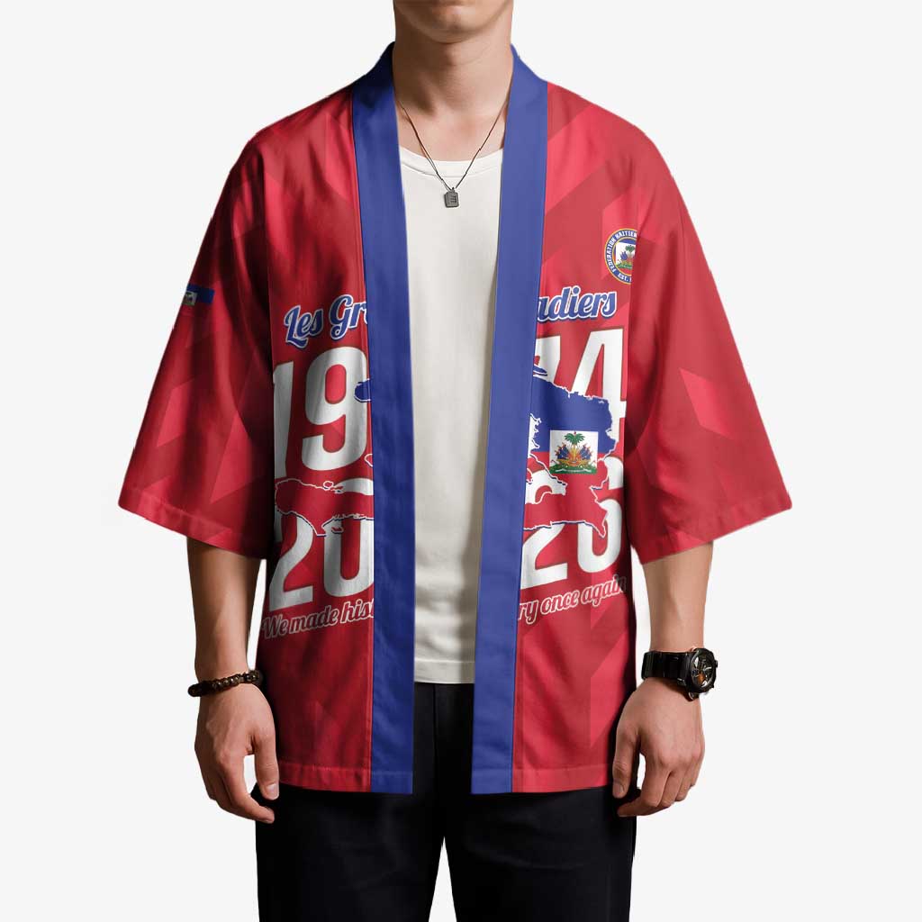 Personalized Haiti Football Kimono Les Grenadiers Made History Once Again Red Color - Wonder Print Shop