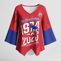 Personalized Haiti Football Kimono Sleeve Blouse Les Grenadiers Made History Once Again Red Color - Wonder Print Shop