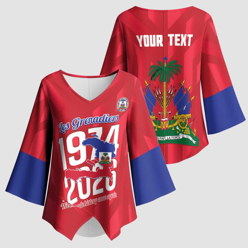 Personalized Haiti Football Kimono Sleeve Blouse Les Grenadiers Made History Once Again Red Color - Wonder Print Shop