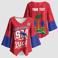 Personalized Haiti Football Kimono Sleeve Blouse Les Grenadiers Made History Once Again Red Color - Wonder Print Shop